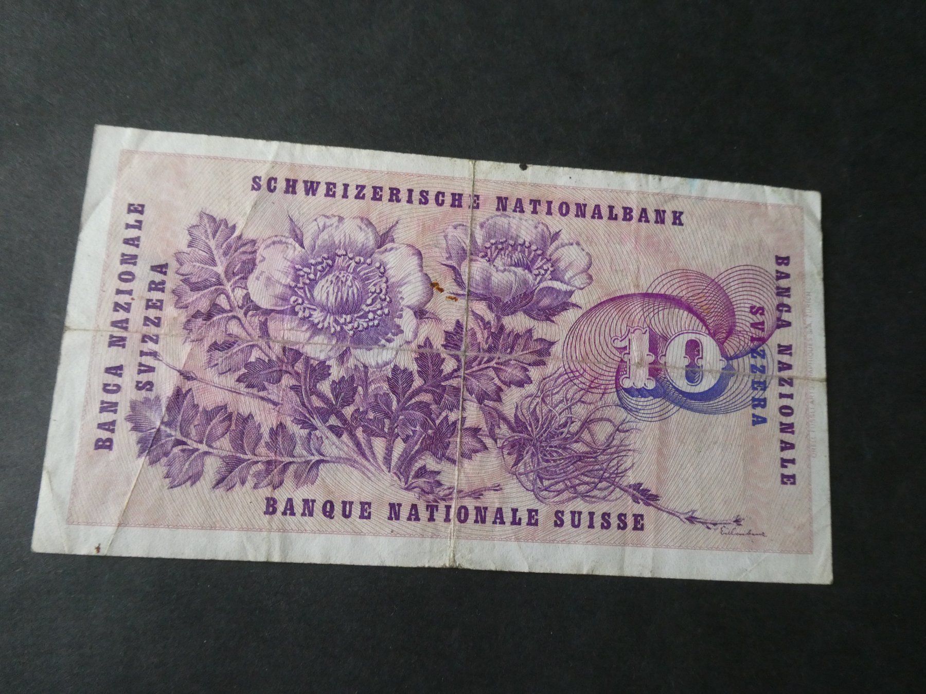 Banconote: Schweiz 1974,  10 Franken – Usato da Hinterforst venduto da Rohusri 1