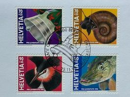 🤸🐌  Pro Juventute Satz 1998 Weihnacht + Tiere Nr.348-351 ʘ