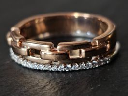 2x Ring 16/50 rosé vergoldet Kristall Steine rhodiniert Mode