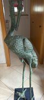 Gartenfigur Reiher aus Metall (evtl. Bronze)