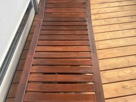 Sonnenliege Holz braun, klappbar mit Rollen, Sommer-Deal!