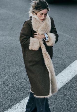 Warmer Wintermantel mit Kunstfell, XS/Manteau d'hiver chaud