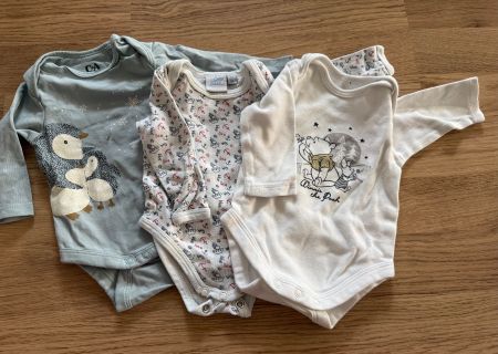 3 herzige Bodies mit Winnie Puuh, Pinguin, Schiffen, Gr. 56
