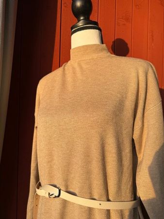 Warmer Strickpullover, Rollkragen, beige, Grösse 38/M