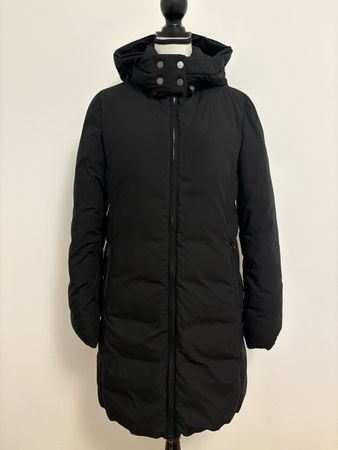 Jil Sander Daunenmantel Gr. 36 Schwarz Kapuze Mantel