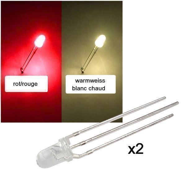 Componenti elettronici: DUO-LED 3mm rot/warmweiss – Nuovo (secondo la descrizione) da Luzern venduto da Salefactory