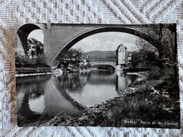 Ansichtskarte gelaufen 1950, Baden, Partie an der Limmat