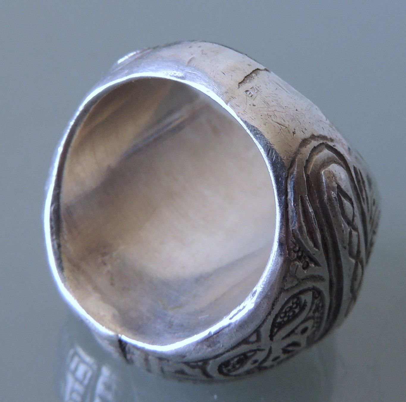 Ringe: Silber 800 Türkis Intaglio Fingerring Gr. 58 – Gebraucht aus Waldenburg von schaller707 4