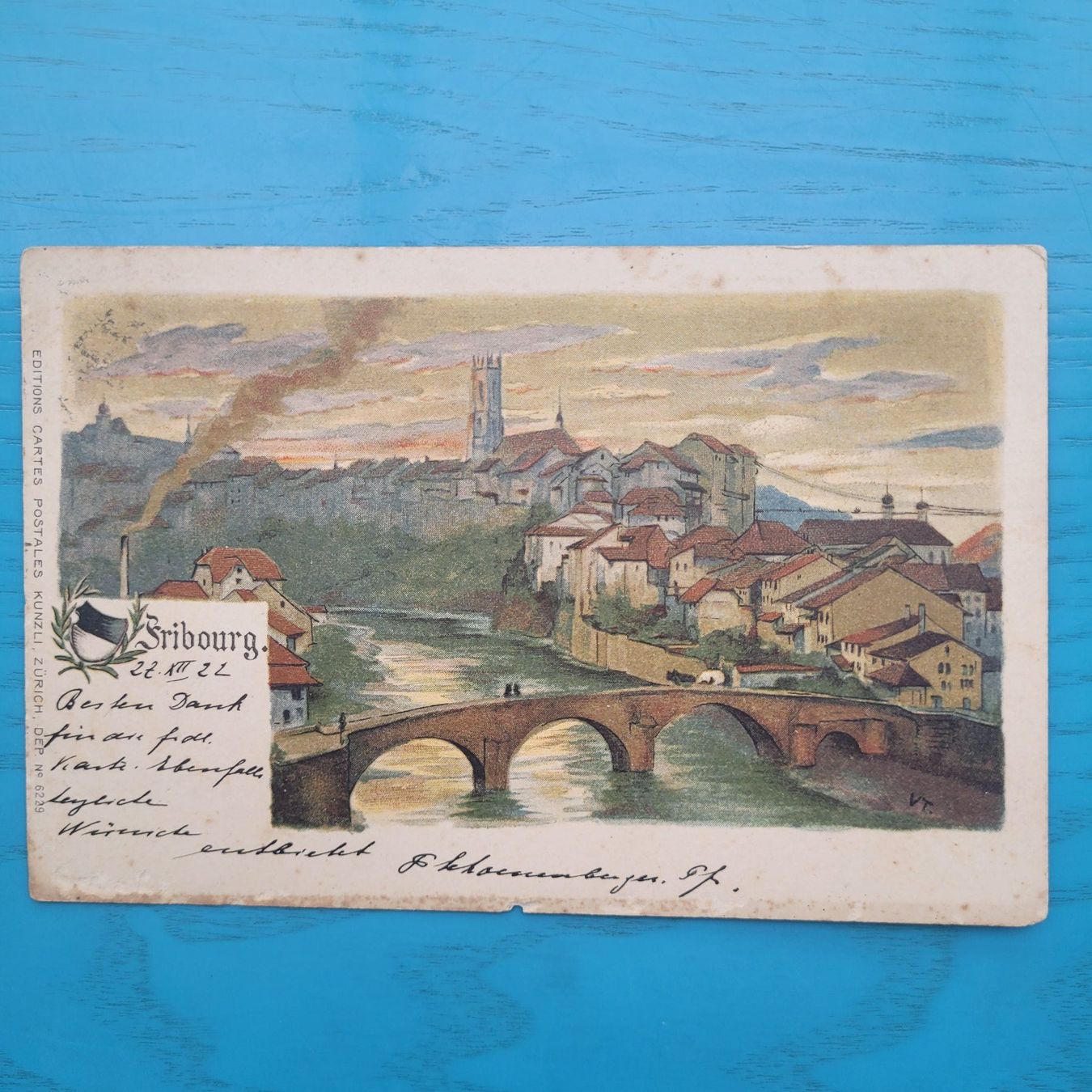 Cartoline postali: Fribourg / Freiburg 1922 – Usato da SCHÜBELBACH venduto da CoKaHa