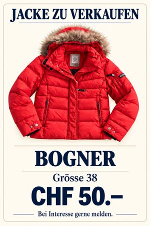 Damen Daunenjacke Bogner rot Grösse 38 mit Kapuze Fire&Ice