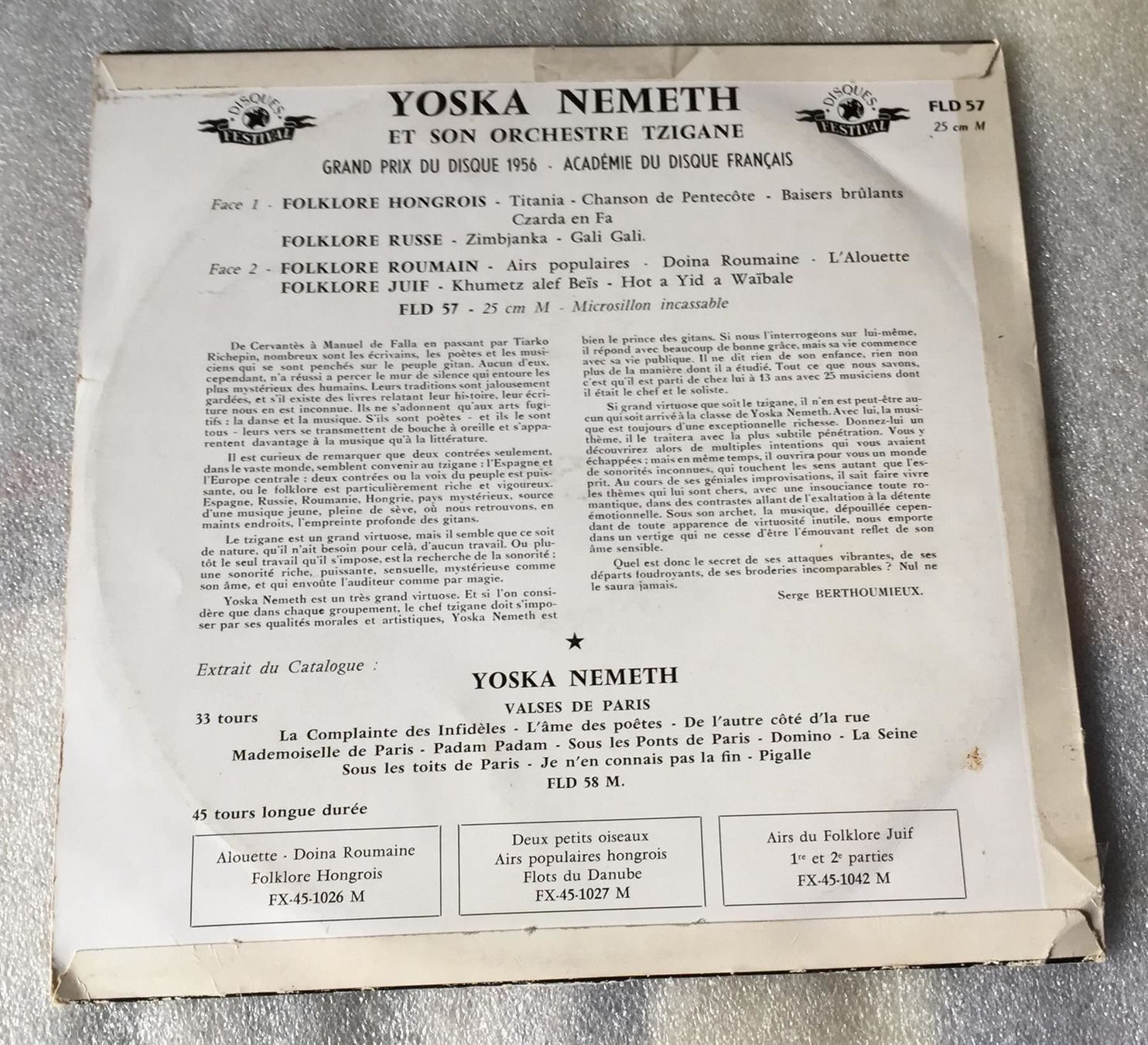 Yoska Nemeth Folklore Juif Hongrois Roumain Russe LP Vinyle (Gebraucht ...