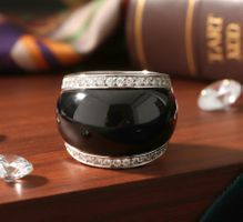 Silberring 925 mit Onyx (rhodiniert) - NEU