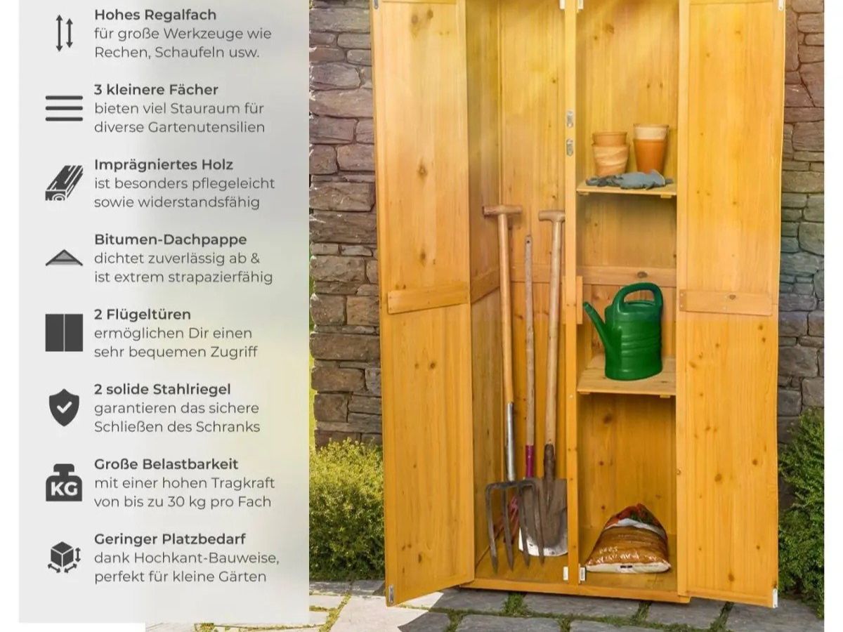 Casette da giardino & serre: Gartenschrank mit Spitzdach Geräteschrank Holz CORVENA – Nuovo e nell'imballaggio originale da Lachen SZ venduto da sw3zzy 1