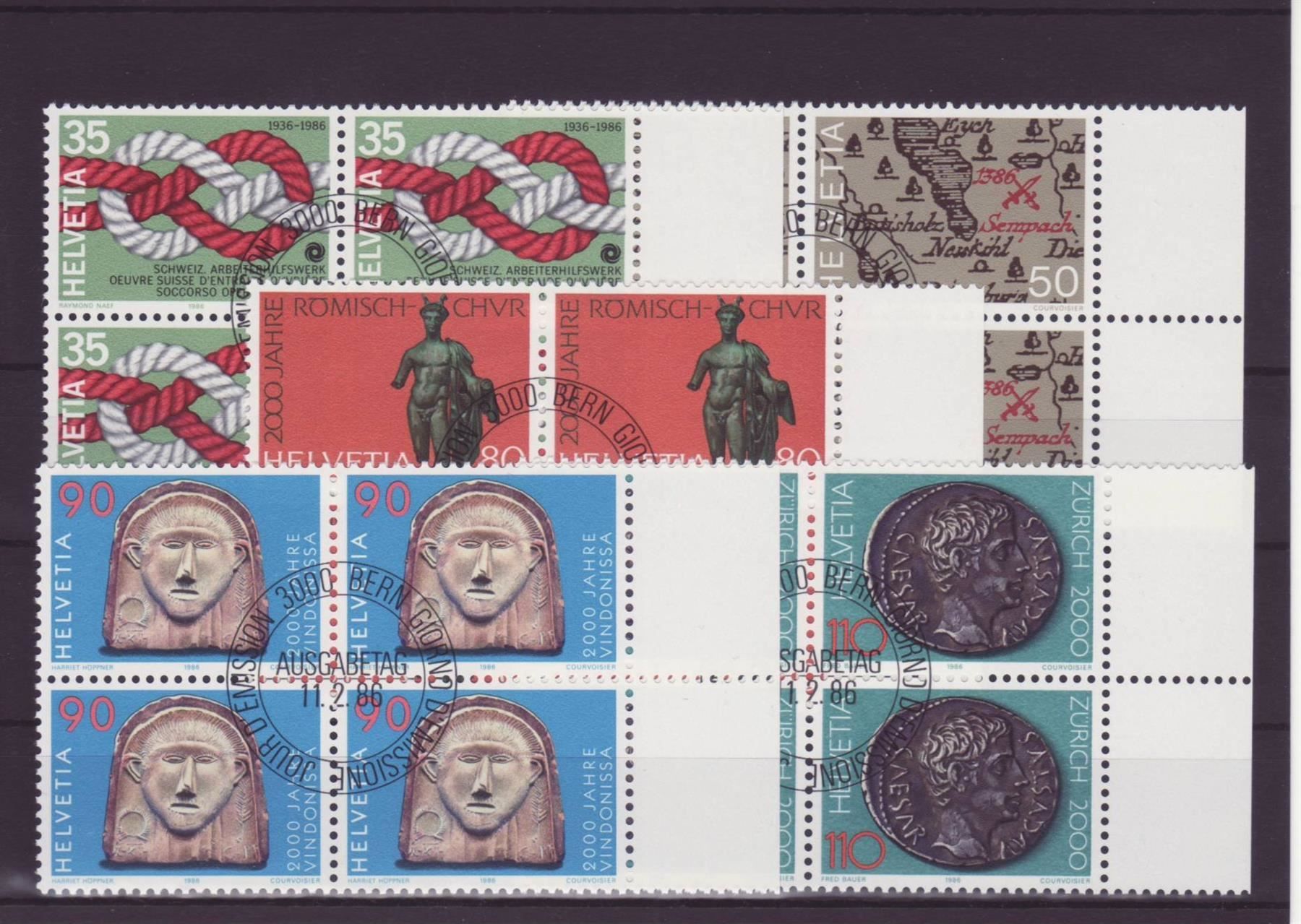 Alle Briefmarken: 1986 Sondermarken Ersttag mit Tabs – Gebraucht aus Spiez von Crazyduck