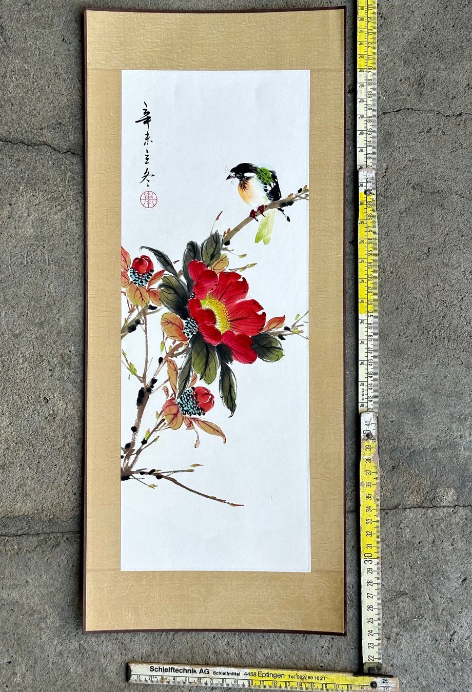 Gemälde: Japanisches oder Chinesisches gemaltes Bild mit Blumen – Gebraucht aus Seltisberg von quadartswiss