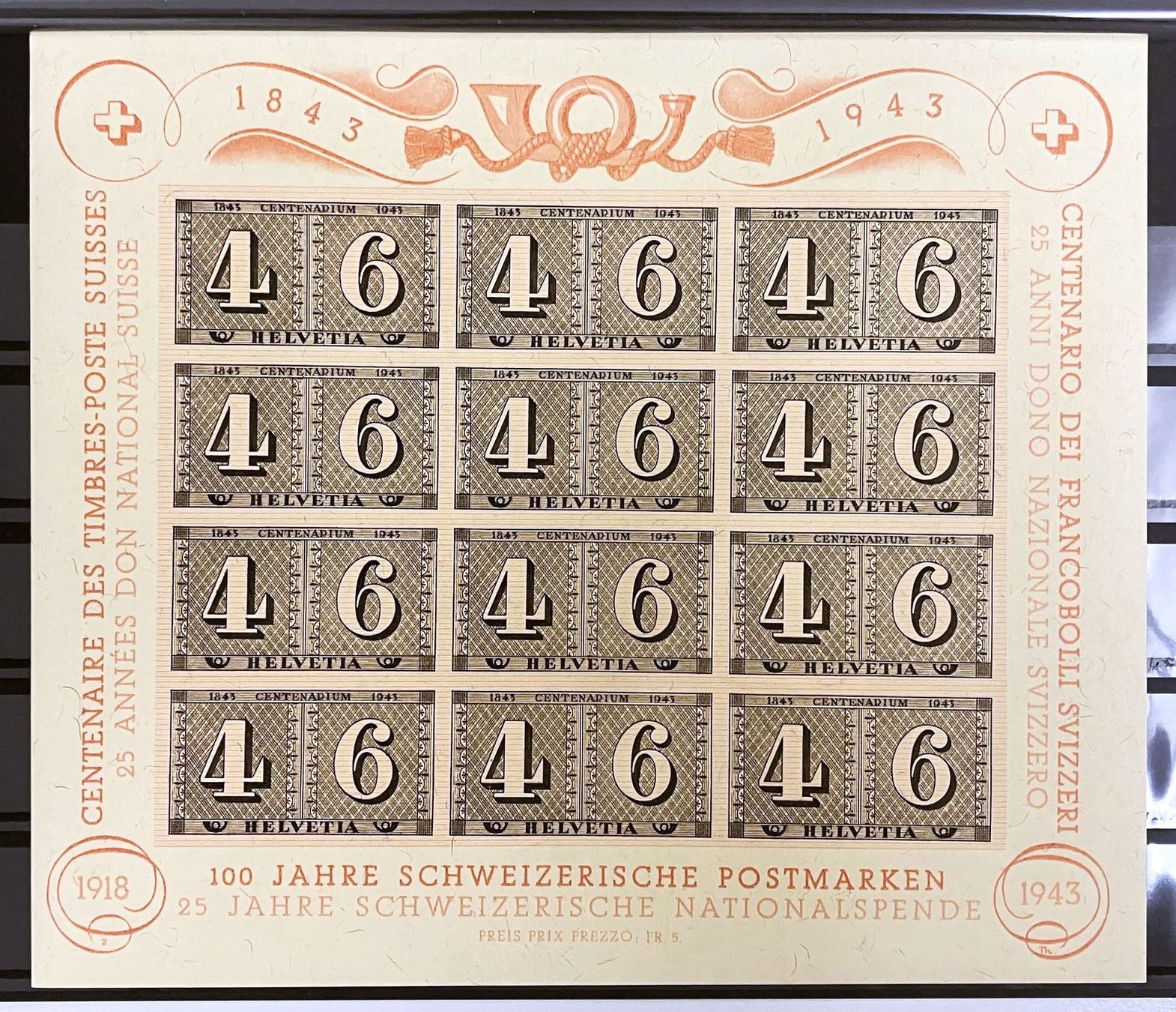 Tutti i francobolli: LUXUSBLATT 1943** – Usato da Oberwil BL venduto da SALOB