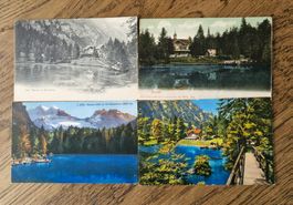 2 gel. AK Blausee 1905/1943, 2 ungelaufene