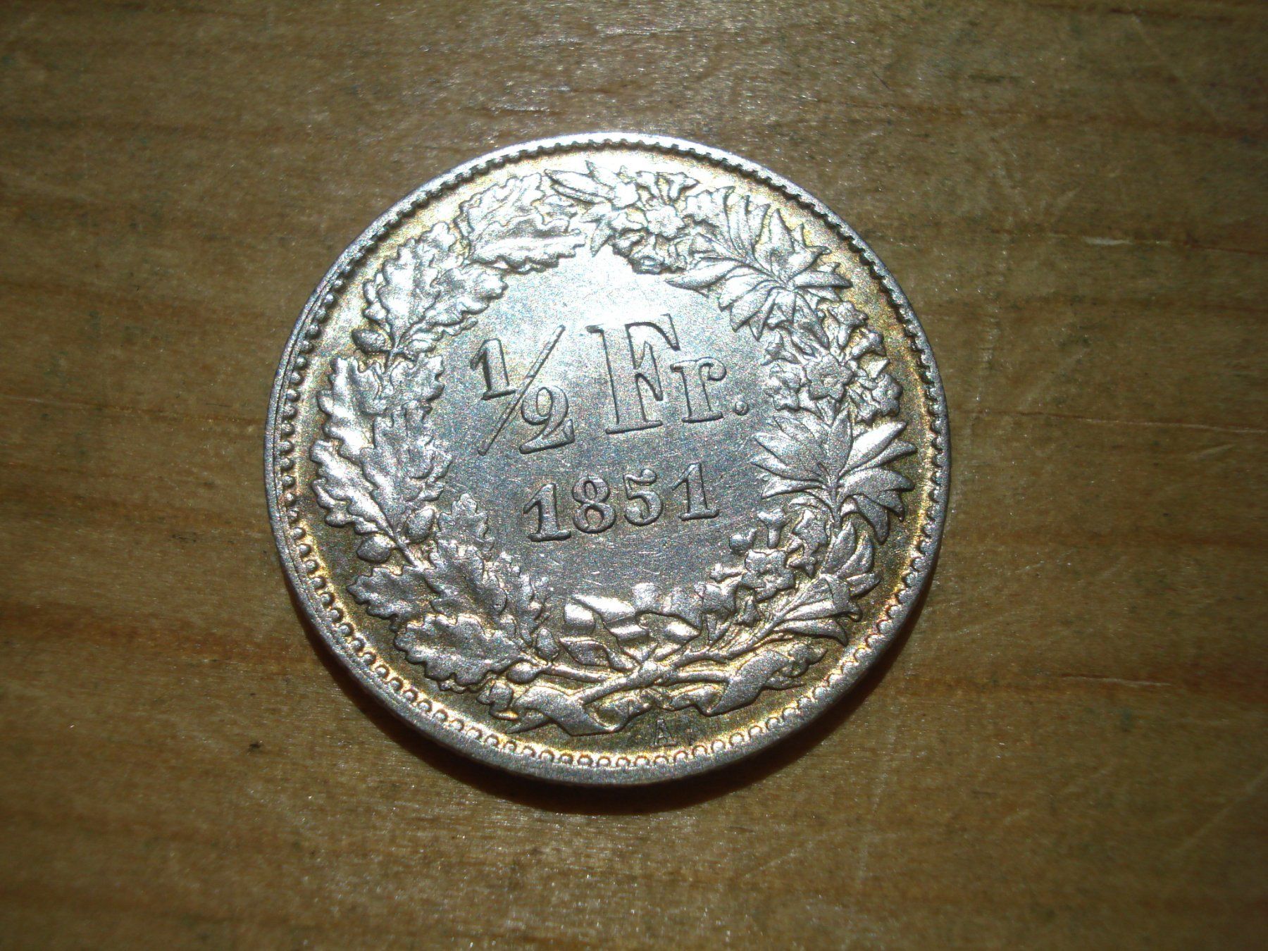 Alle Münzen: (H3) 1/2 Franken 1851 VZ- – Gebraucht aus Erlach von Net-Coins