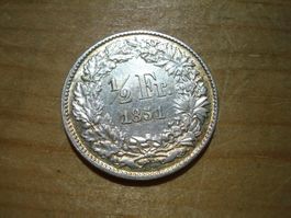 (H3) 1/2 Franken 1851 VZ-