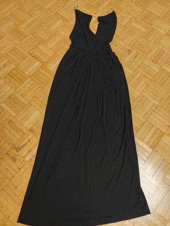 Abendkleid schwarz mit Goldketten Träger Grösse S