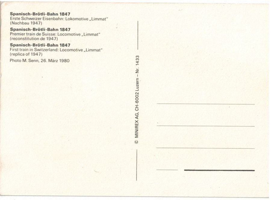 Cartoline postali: Spanisch-Brötli-Bahn (Nachbau 1947) – Usato da Frauenfeld venduto da POML 1