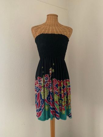 Bustier Kleid schwarz gemustert - S