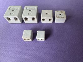 6 alte Lüsterklemmen, ev. Keramik