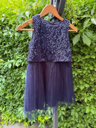 Festliches Kleid, blau mit Pailletten, Gr. 122 (-128)