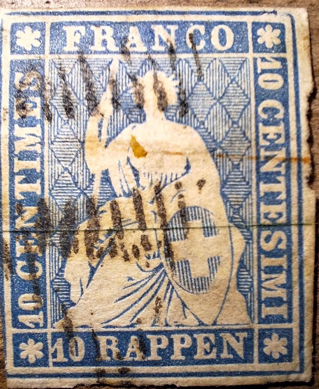 Tutti i francobolli: Strubel 23A3.c mit Befund Kat. 110.- – Usato da Balgach venduto da SIMEON27