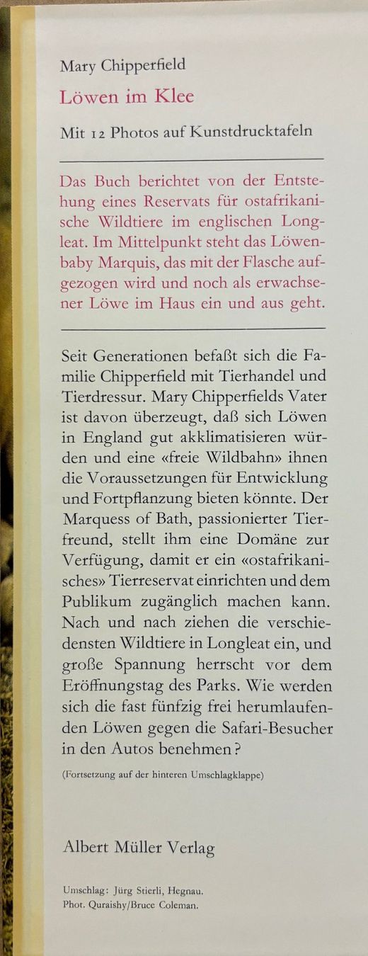 Libri: Chipperfield Mary, Löwen im Klee – Usato da Sarnen venduto da Livres 1