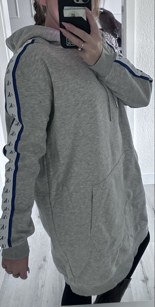 Calvin Klein Maglioni & Felpe: Calvin Klein Kapuzenpullover Kleid Grau Damen Gr. L – Nuovo (secondo la descrizione) da Frick venduto da Soleil4658 1