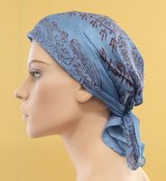 Leichtes Mantra Tuch als Kopftuch Stirnband Schal blau-grau