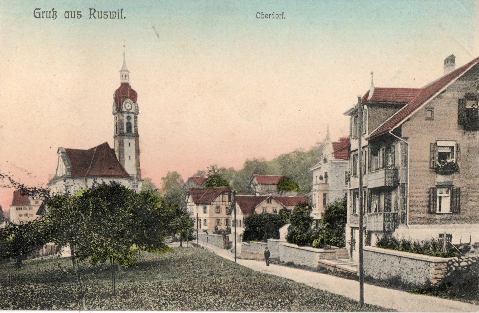 Cartoline postali: Gruss aus Ruswil - Oberdorf – Usato da Melano venduto da pisonsdro
