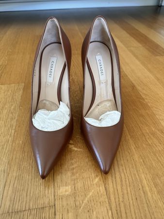 Casadei Leather Pumps, Brown, Elegant, High Heels, 38.5