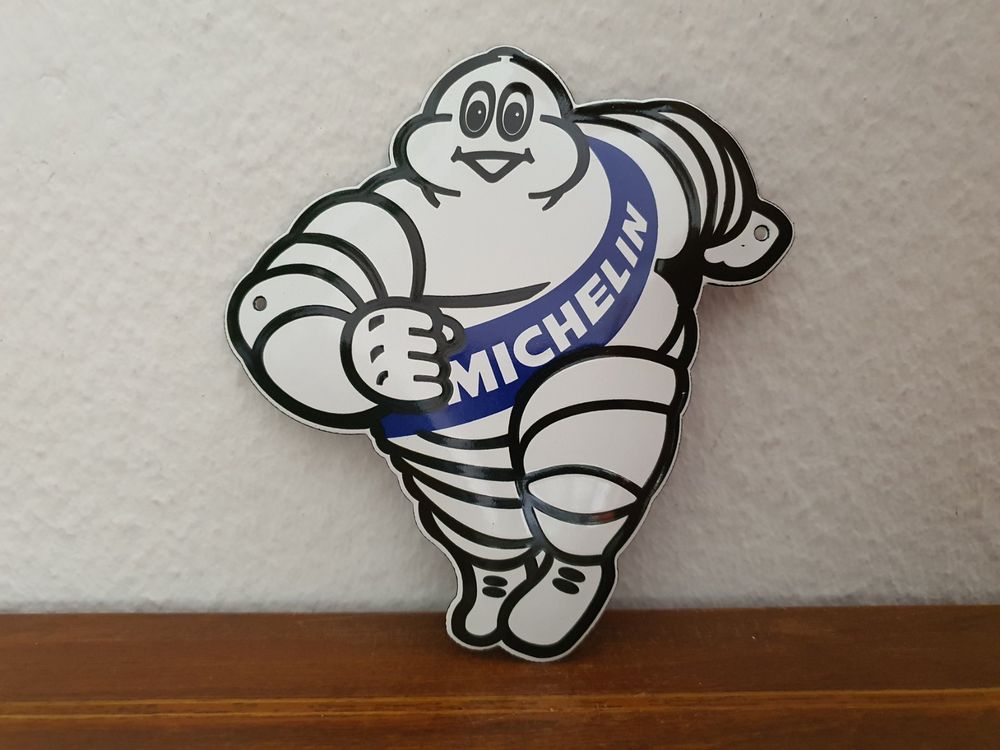 Emailschild Michelin Bibendum Emaille Schild Reklame Vintage 1