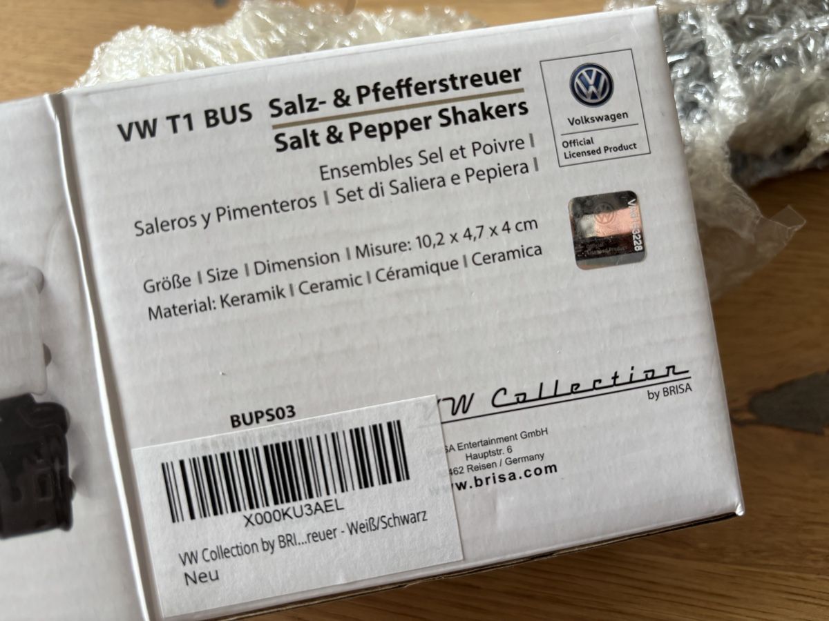Services de table: VW T1 Salz und Pfefferstreuer – Neuf avec emballage d'origine à Rüti ZH par heuhaufen 1