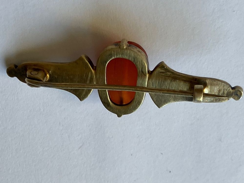 Broche Canne De Marche - Doré Or Antique - Bijou Fantaisie Ancien