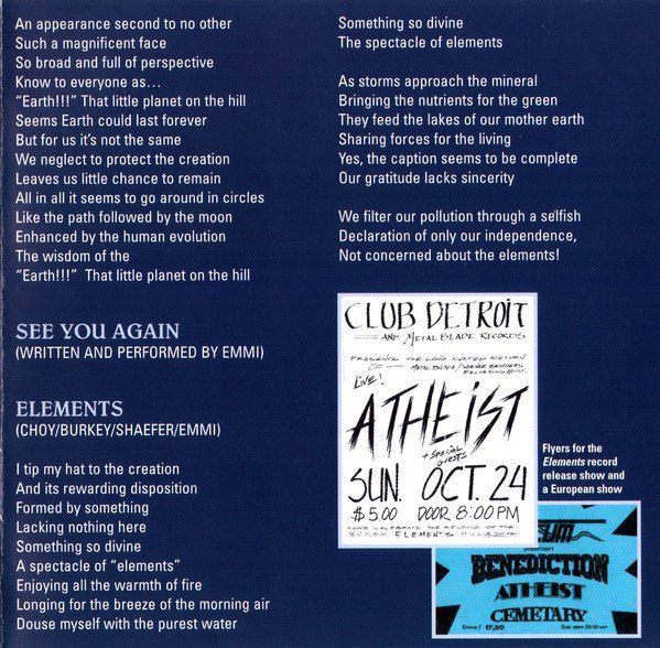 CD: Atheist – Elements - Vergriffen - c – Usato da Brittnau venduto da Zibu 3