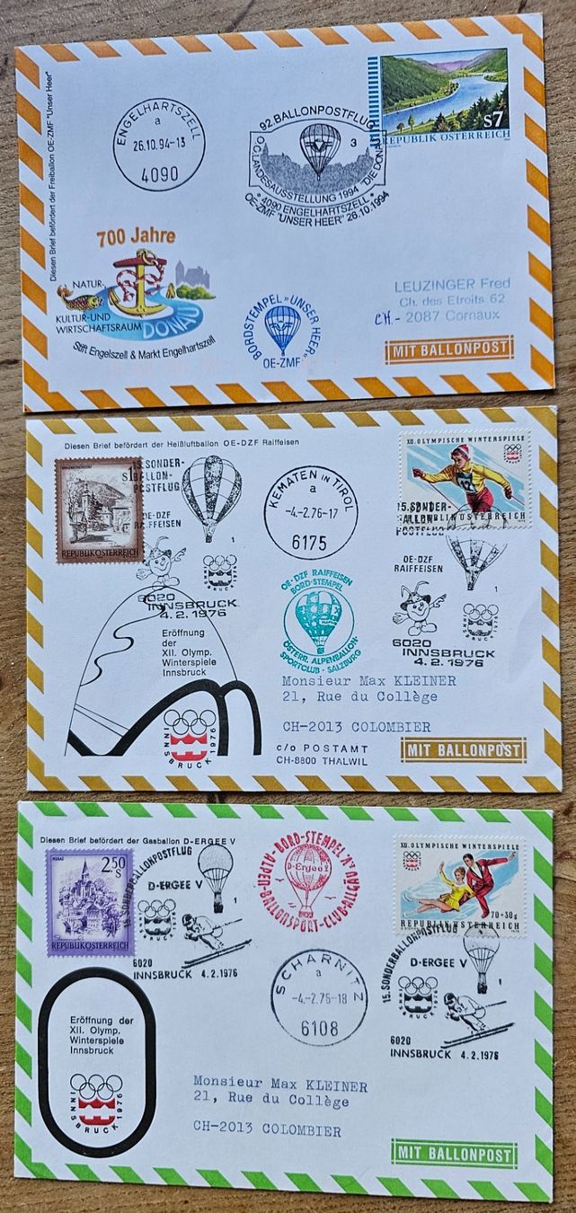 Tutti i francobolli: Österreich- 3 Briefe mit Ballonpost – Nuovo (secondo la descrizione) da Les Valettes venduto da Nuba1