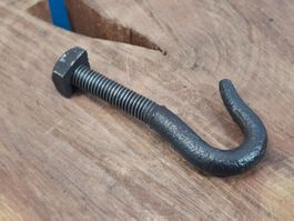 1 antike Haken Schraube, 9.4cm, Schmiedeisen (3713#NSH6)