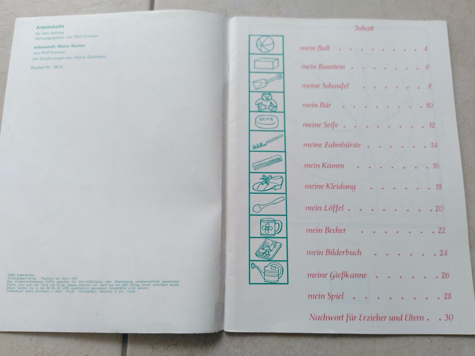 Libri: ARBEITSHEFT: MEINE SACHEN – Usato da Brugg AG venduto da olamim 1