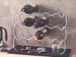 Neues Weinregal für 12 Flaschen, Metall, silber,