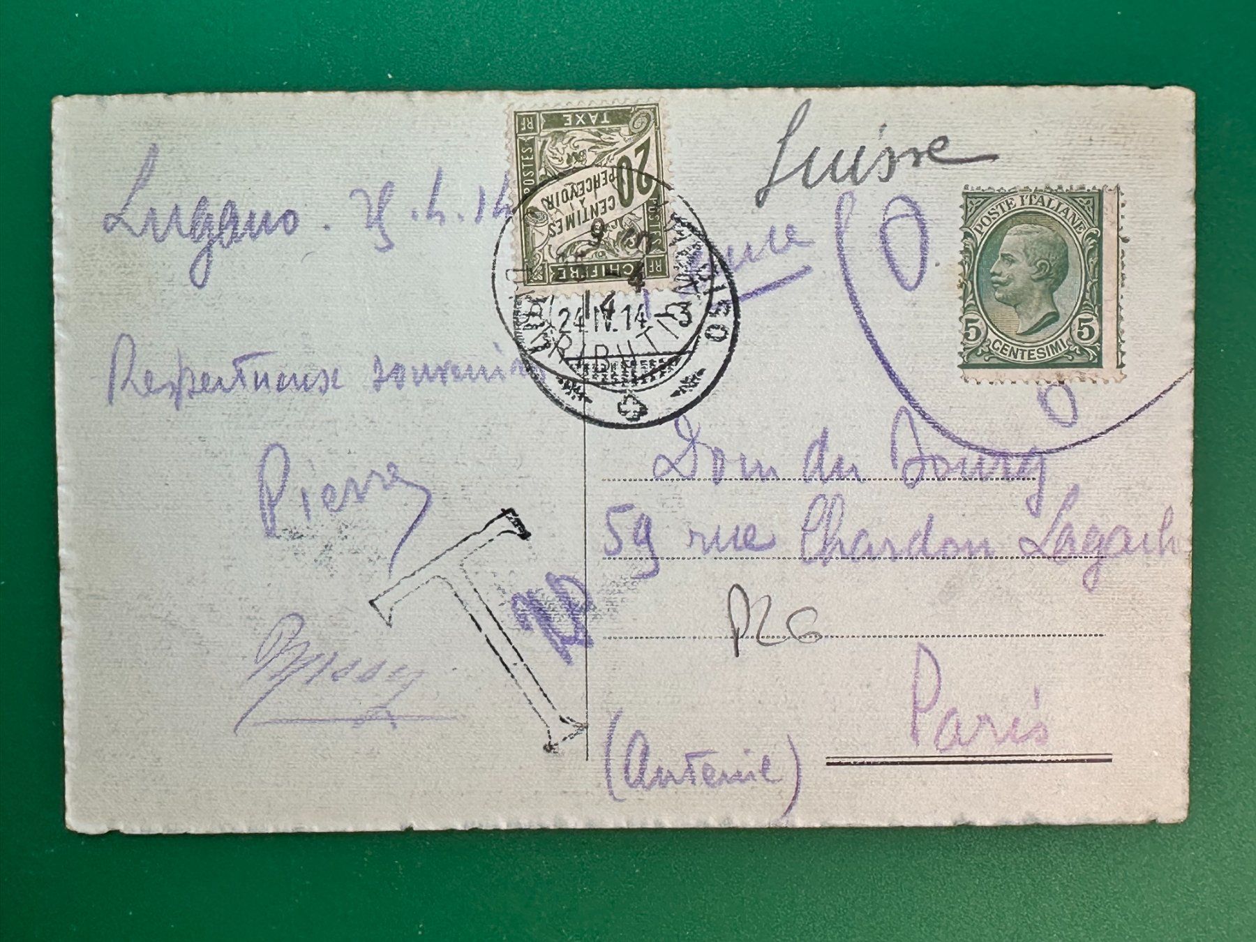 Ansichtskarten: Saluti di Lugano - 1914 – Gebraucht aus Steg VS von _vinci_ 1
