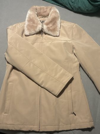 Winter Jacke mit Pelzkragen, beige, Gr. 36, Top Zustand!