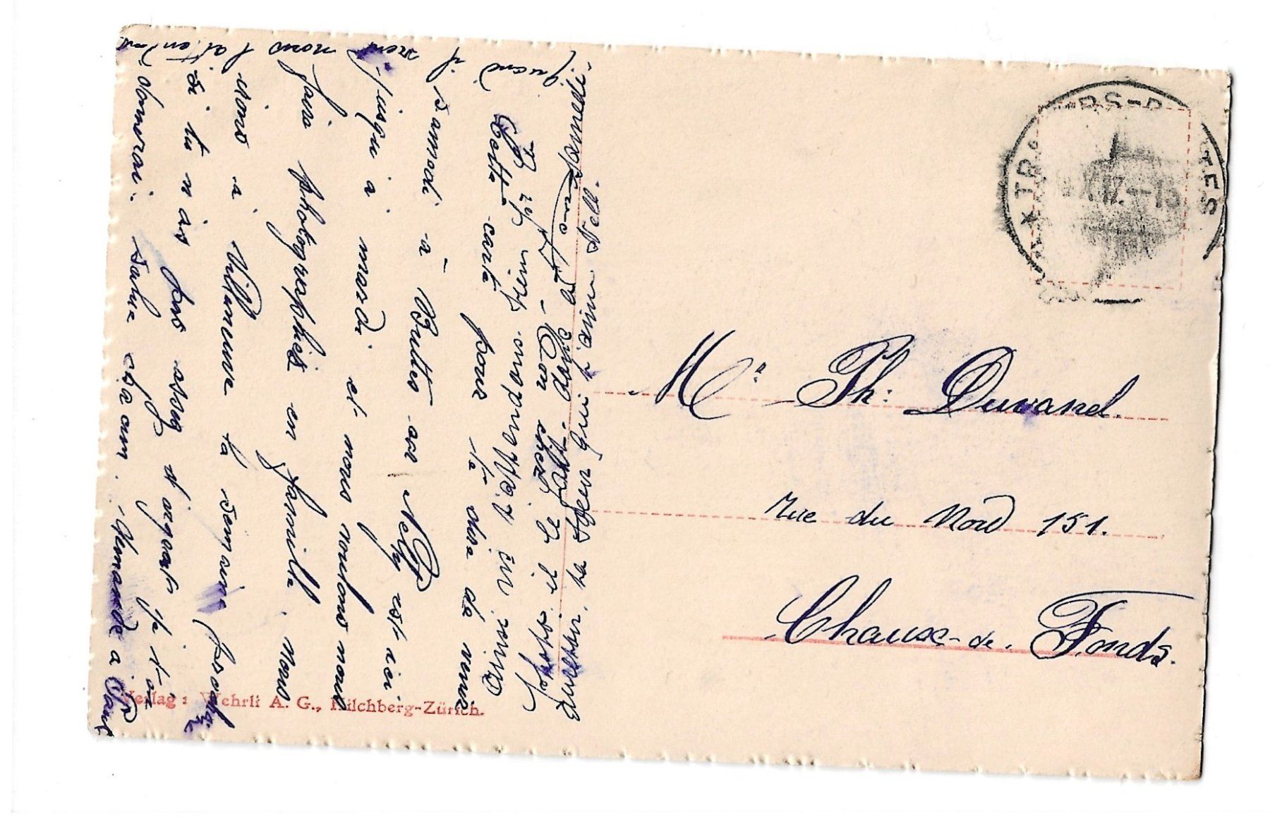 Cartoline postali: AK 1915 Kirchlein von Inner-Arosa – Usato da Greifensee venduto da 315WDO 1