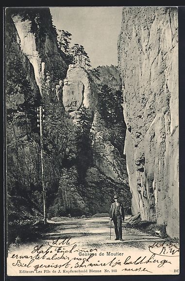 Cartoline postali: Moutier, Gorges de Moutier, Strassenpart – Usato da Berlin venduto da bartko-reher