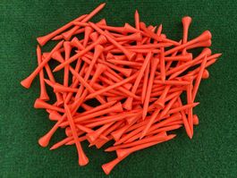 100 Golftees 70mm Holz, orange „neon“