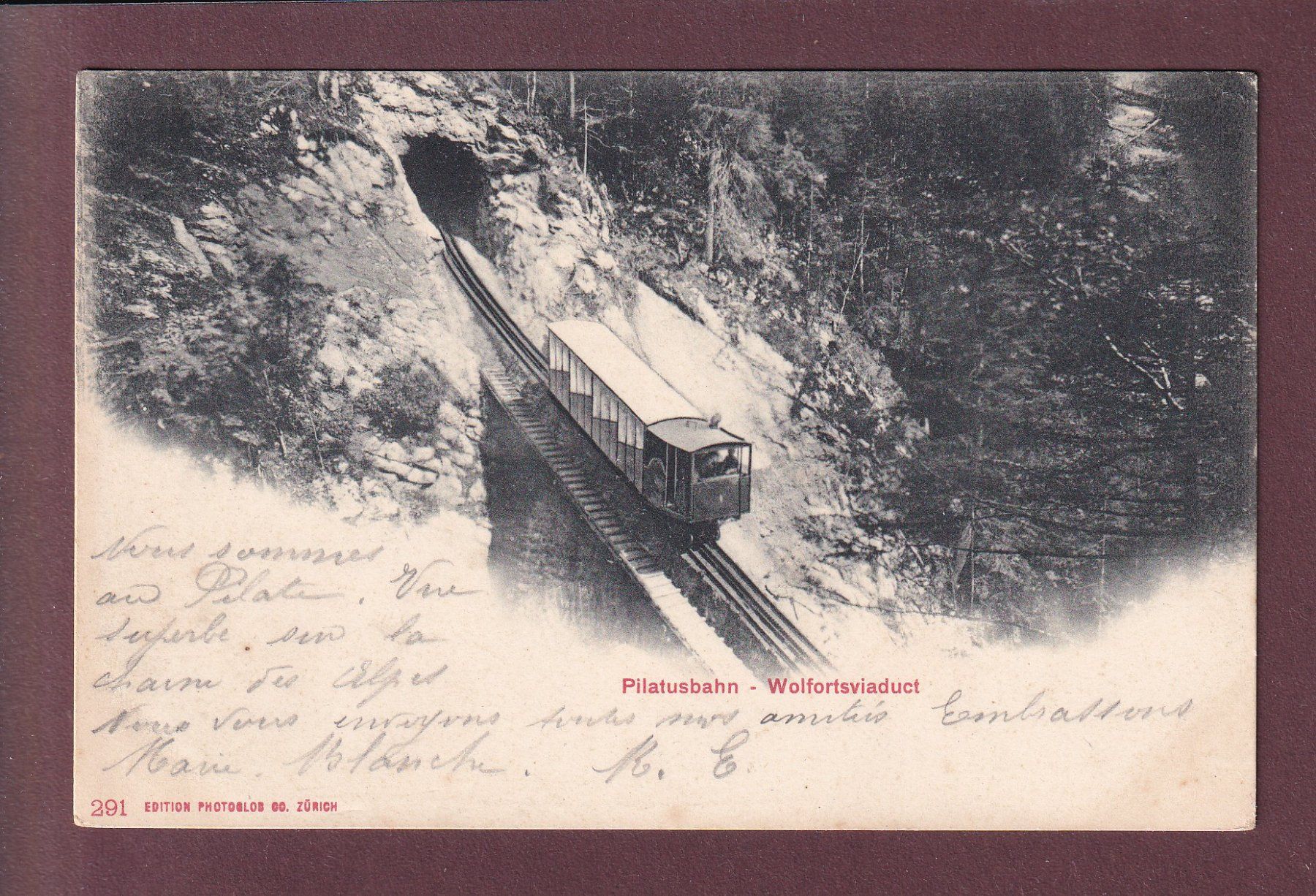 Cartoline postali: PILATUS-BAHN - Wolfortsviadukt - 1904 – Usato da Pully venduto da nicecards