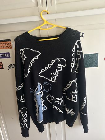 Maglione uomo Aelfric Eden nero dinosauro taglia S