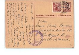 Ganzsache Postkarte n. Stuttgart o 1946